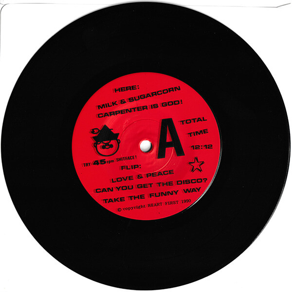 Black vinyl red label