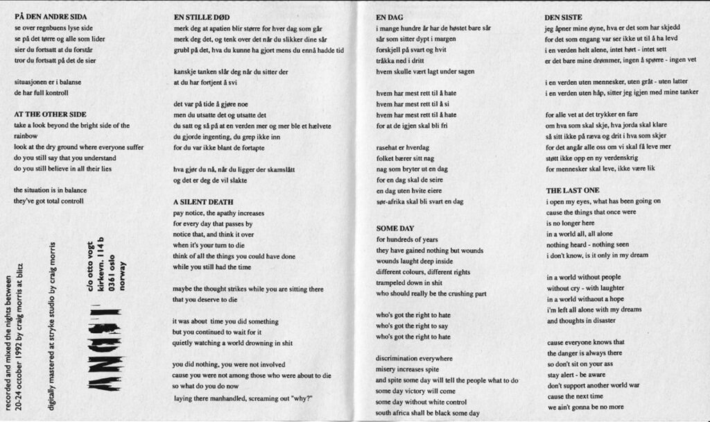 Angst lyric sheet