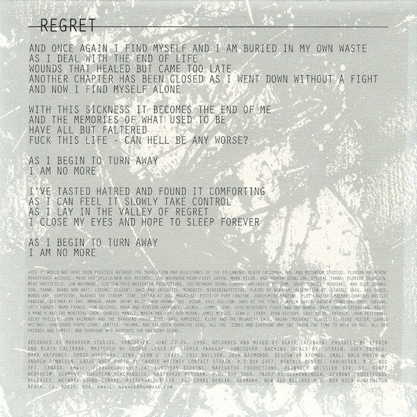 Lyric sheet and thanks list